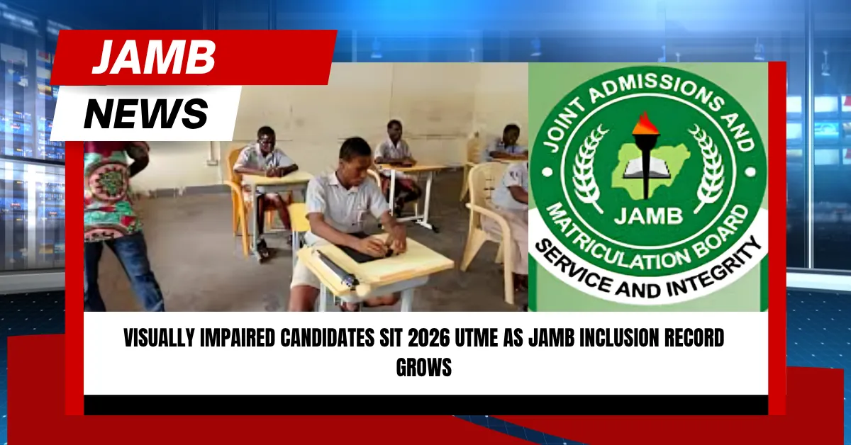 Visually Impaired Candidates Sit 2026 UTME as JAMB Inclusion Record Grows